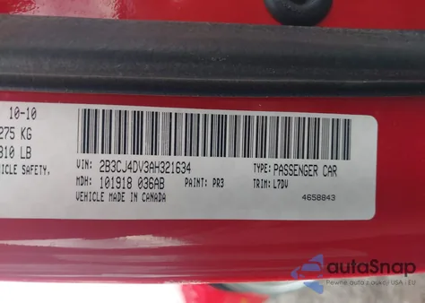 2010 Dodge Challenger Se from USA, damaged, VIN 2B3CJ4DV3AH321634